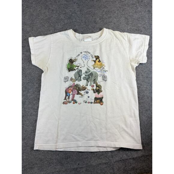VINTAGE 90s The W Trunk Show Shirt Womens Small White Elephant Graphic Rare Tee - Picture 1 of 9